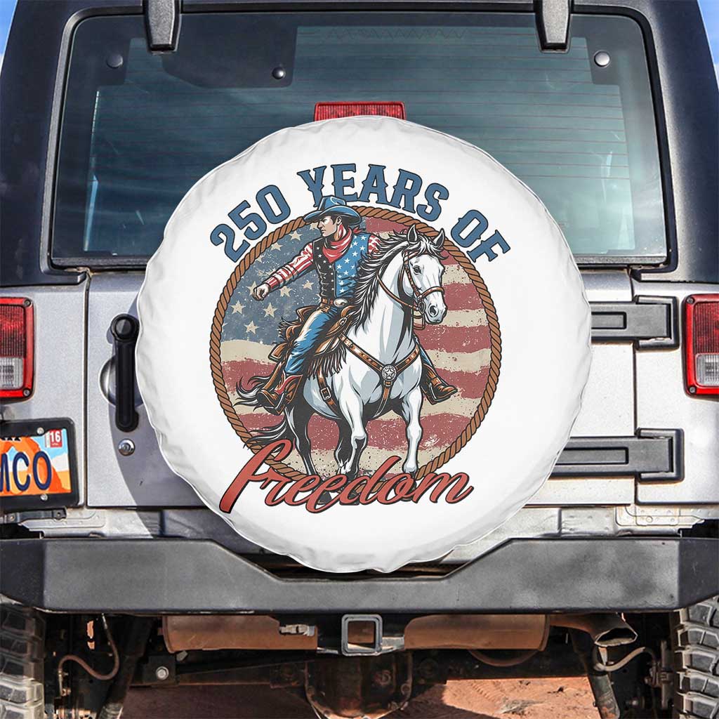America 250th Anniversary Spare Tire Cover American Flag Cowboy Rodeo 4th of July TS14 No hole White Print Your Wear