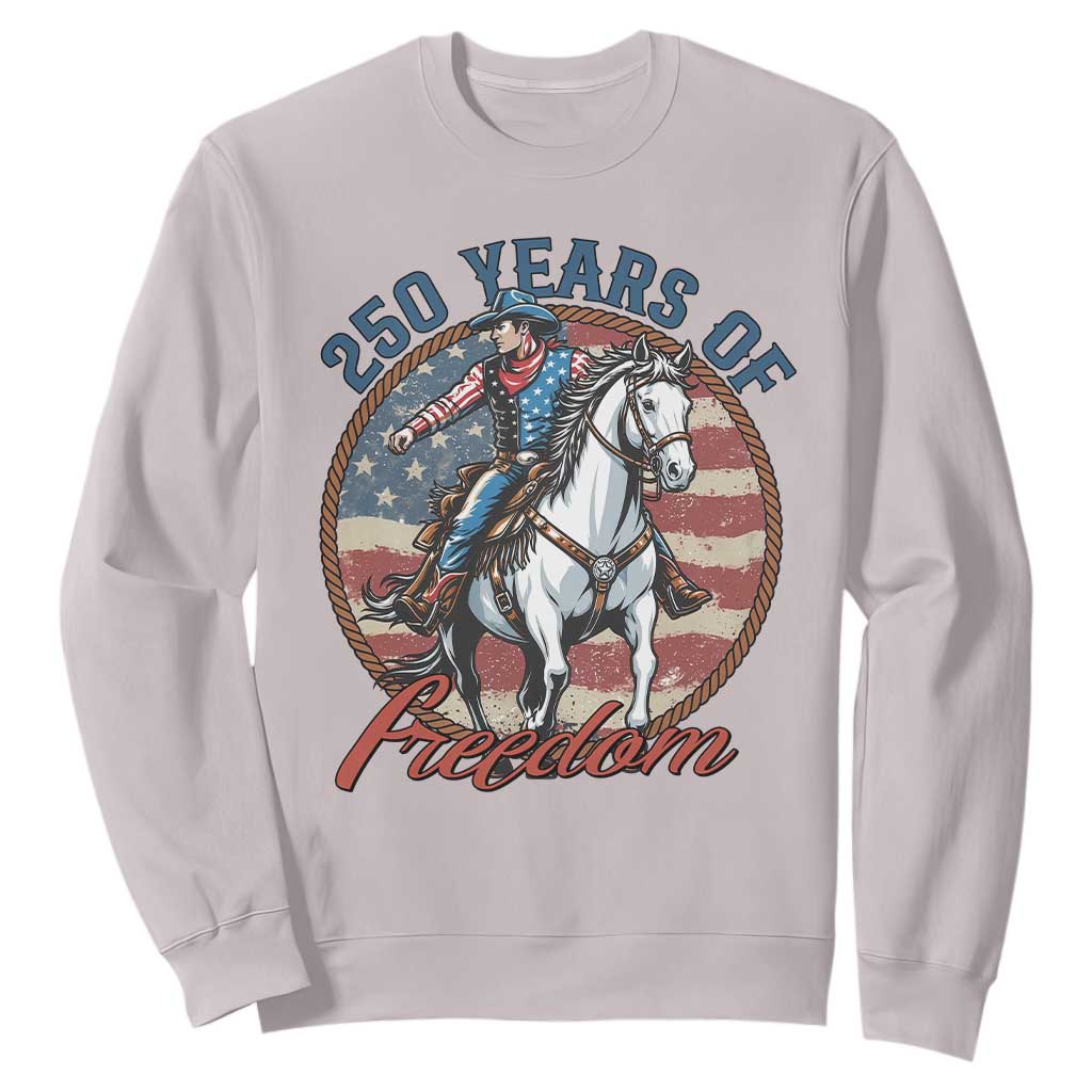250th Anniversary USA Sweatshirt American Flag Cowboy Rodeo 4th of July TS14 Ice Gray Print Your Wear