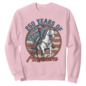 250th Anniversary USA Sweatshirt American Flag Cowboy Rodeo 4th of July TS14 Light Pink Print Your Wear