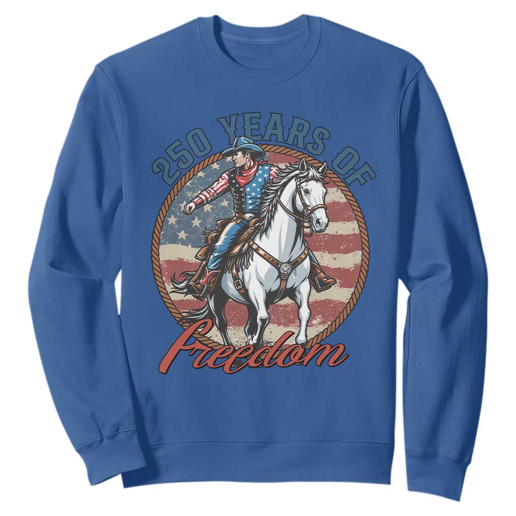 250th Anniversary USA Sweatshirt American Flag Cowboy Rodeo 4th of July TS14 Royal Blue Print Your Wear