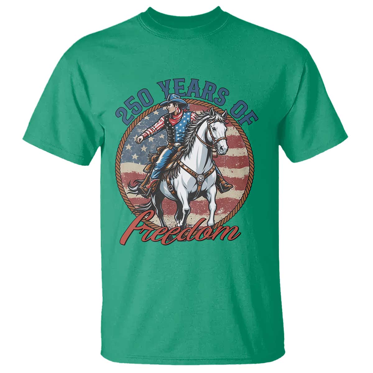 250th Anniversary USA T Shirt American Flag Cowboy Rodeo 4th of July TS14 Irish Green Print Your Wear