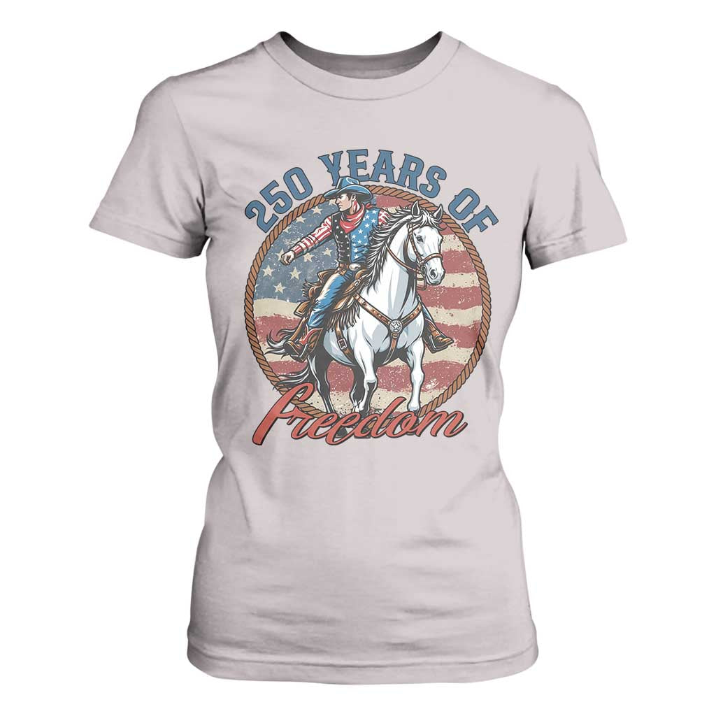 250th Anniversary USA T Shirt For Women American Flag Cowboy Rodeo 4th of July TS14 Ice Gray Print Your Wear