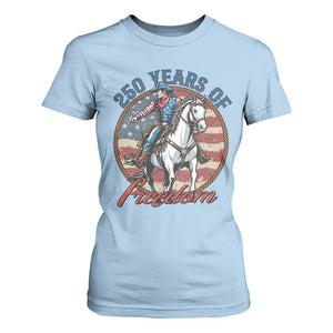 250th Anniversary USA T Shirt For Women American Flag Cowboy Rodeo 4th of July TS14 Light Blue Print Your Wear