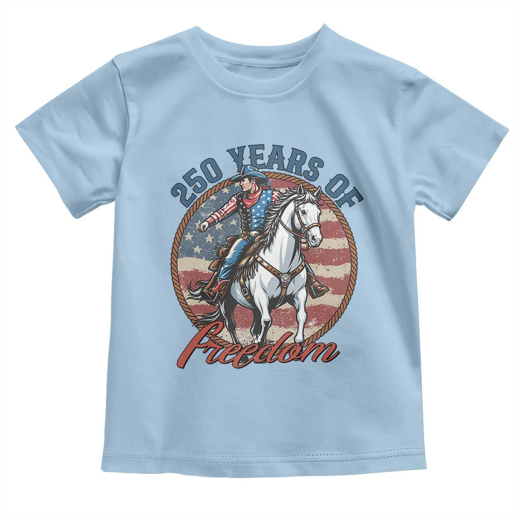250th Anniversary USA Toddler T Shirt American Flag Cowboy Rodeo 4th of July TS14 Light Blue Print Your Wear