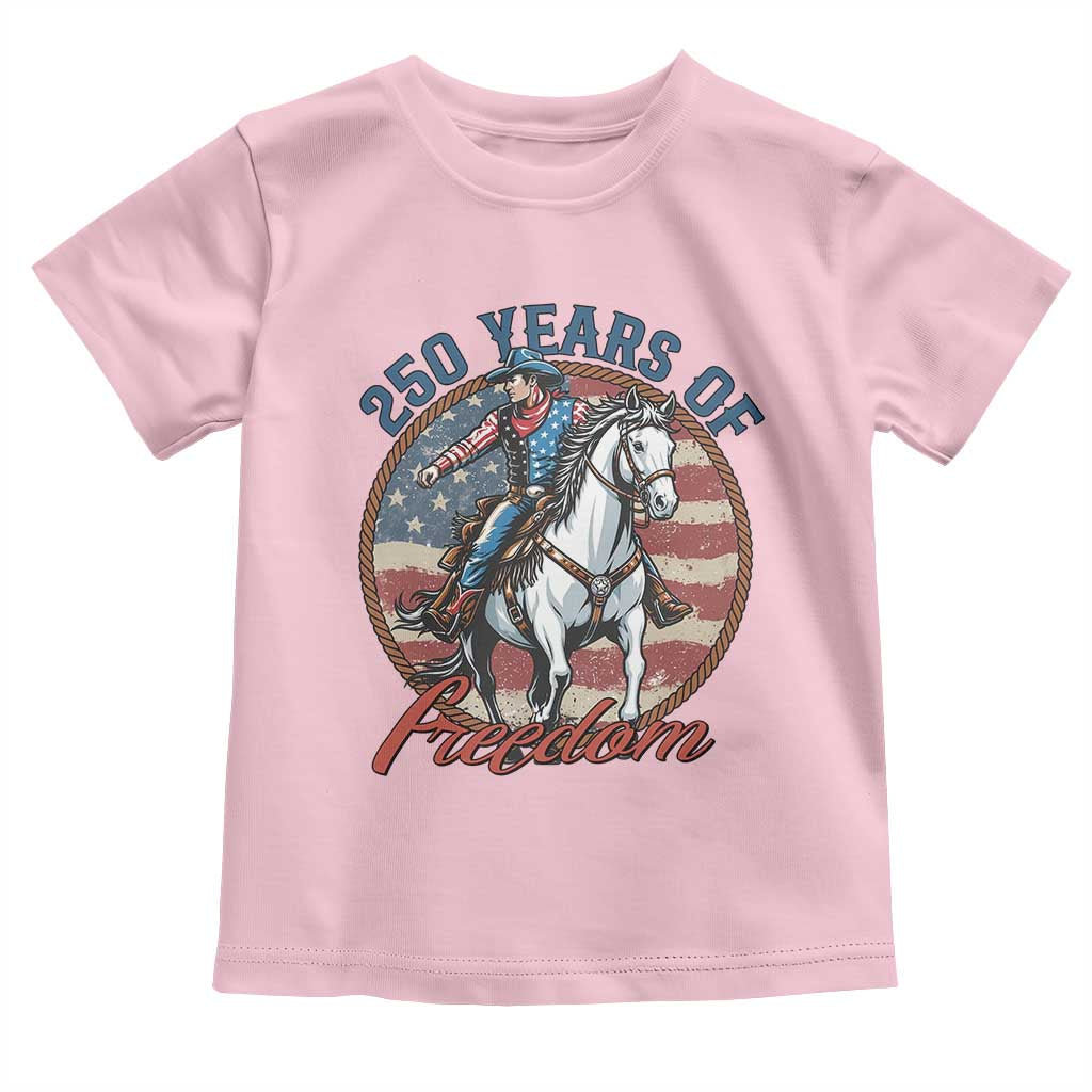 250th Anniversary USA Toddler T Shirt American Flag Cowboy Rodeo 4th of July TS14 Light Pink Print Your Wear