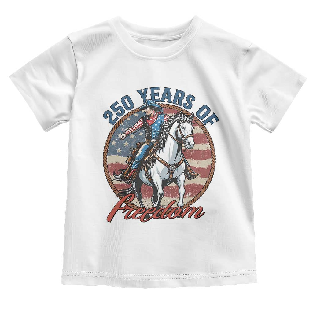 America 250th Anniversary Toddler T Shirt American Flag Cowboy Rodeo 4th of July TS14 White Print Your Wear