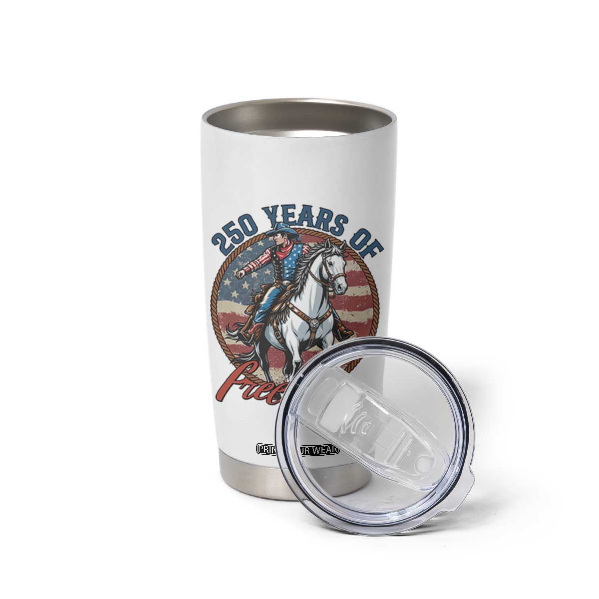 250th Anniversary USA Tumbler Cup American Flag Cowboy Rodeo 4th of July TS14 Print Your Wear