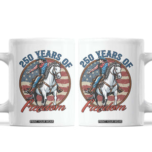 250th Anniversary USA Coffee Mug American Flag Cowboy Rodeo 4th of July TS14 White Print Your Wear