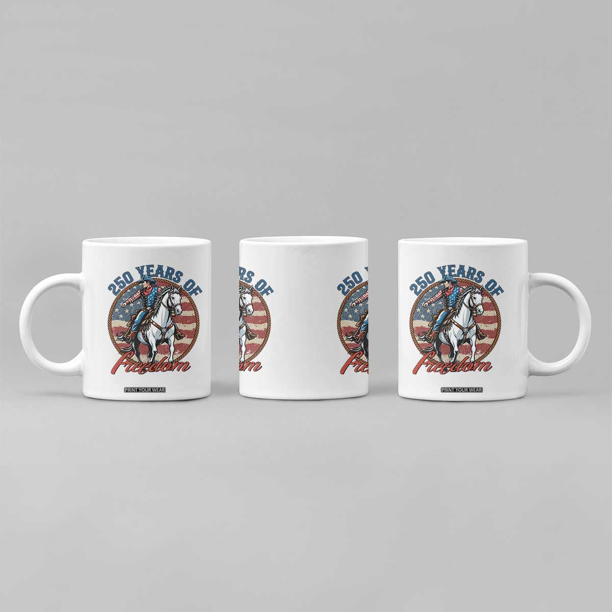 250th Anniversary USA Coffee Mug American Flag Cowboy Rodeo 4th of July TS14 Print Your Wear