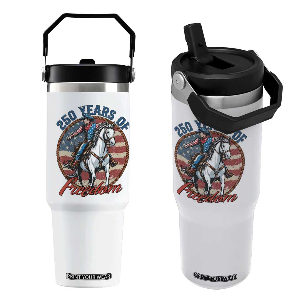 250th Anniversary USA Flip Straw Tumbler American Flag Cowboy Rodeo 4th of July TS14 One Size: 30 oz White Print Your Wear