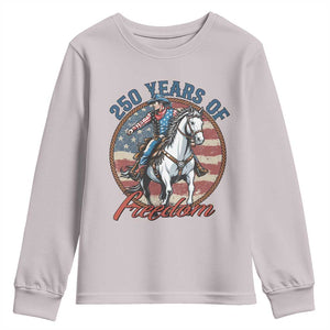 250th Anniversary USA Youth Sweatshirt American Flag Cowboy Rodeo 4th of July TS14 Ice Gray Print Your Wear