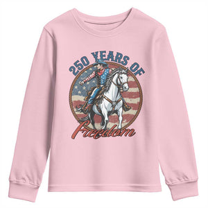 250th Anniversary USA Youth Sweatshirt American Flag Cowboy Rodeo 4th of July TS14 Light Pink Print Your Wear