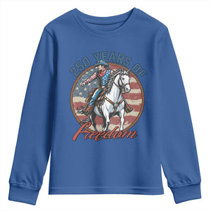 250th Anniversary USA Youth Sweatshirt American Flag Cowboy Rodeo 4th of July TS14 Royal Blue Print Your Wear