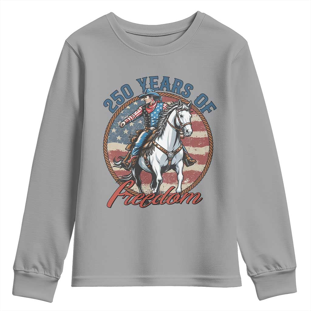 250th Anniversary USA Youth Sweatshirt American Flag Cowboy Rodeo 4th of July TS14 Sport Gray Print Your Wear