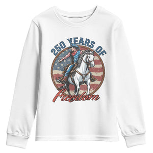 250th Anniversary USA Youth Sweatshirt American Flag Cowboy Rodeo 4th of July TS14 White Print Your Wear