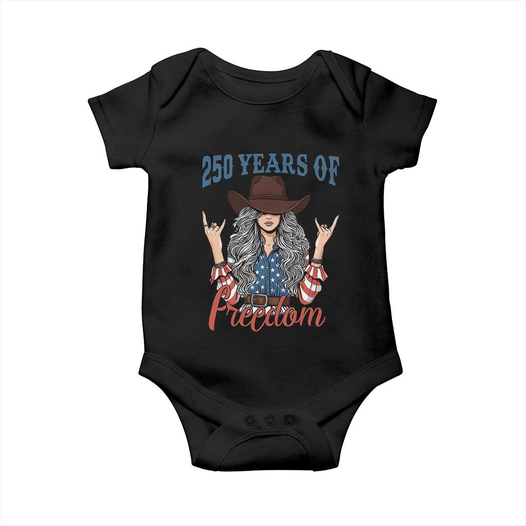 250th Anniversary USA Baby Onesie Western Cowgirl American Flag 4th of July TS14 Black Print Your Wear