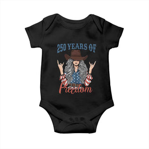 250th Anniversary USA Baby Onesie Western Cowgirl American Flag 4th of July TS14 Black Print Your Wear