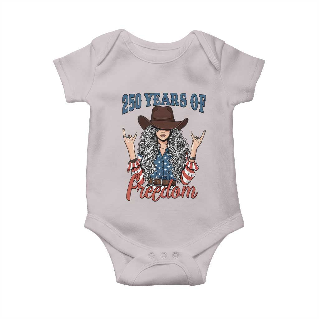 250th Anniversary USA Baby Onesie Western Cowgirl American Flag 4th of July TS14 Ice Gray Print Your Wear