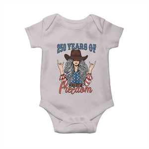 250th Anniversary USA Baby Onesie Western Cowgirl American Flag 4th of July TS14 Ice Gray Print Your Wear