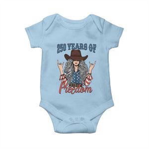 250th Anniversary USA Baby Onesie Western Cowgirl American Flag 4th of July TS14 Light Blue Print Your Wear