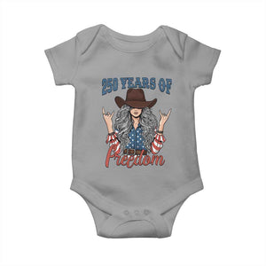 250th Anniversary USA Baby Onesie Western Cowgirl American Flag 4th of July TS14 Sport Gray Print Your Wear