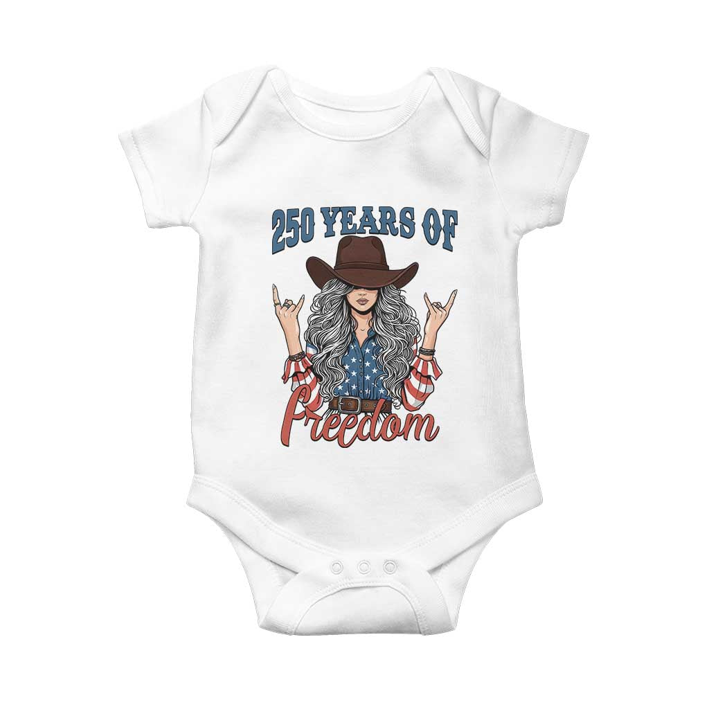 250th Anniversary USA Baby Onesie Western Cowgirl American Flag 4th of July TS14 White Print Your Wear