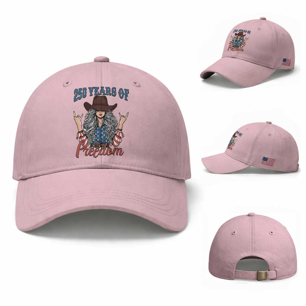 America 250th Anniversary Baseball Cap Western Cowgirl American Flag 4th of July TS14 Baseball Cap Universal Fit Light Pink Print Your Wear