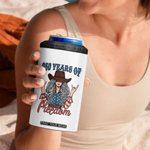 250th Anniversary USA 4 in 1 Can Cooler Tumbler Western Cowgirl American Flag 4th of July TS14 Print Your Wear