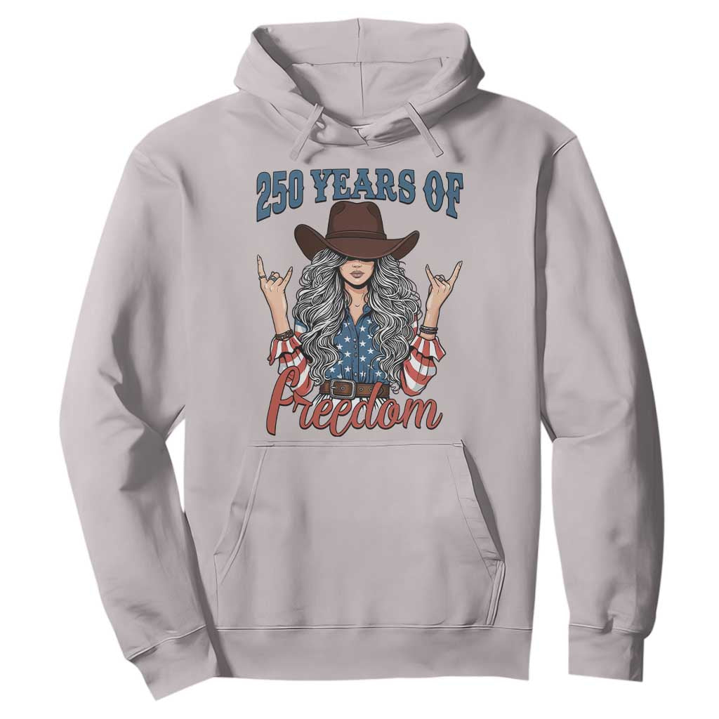 250th Anniversary USA Hoodie Western Cowgirl American Flag 4th of July TS14 Ice Gray Print Your Wear