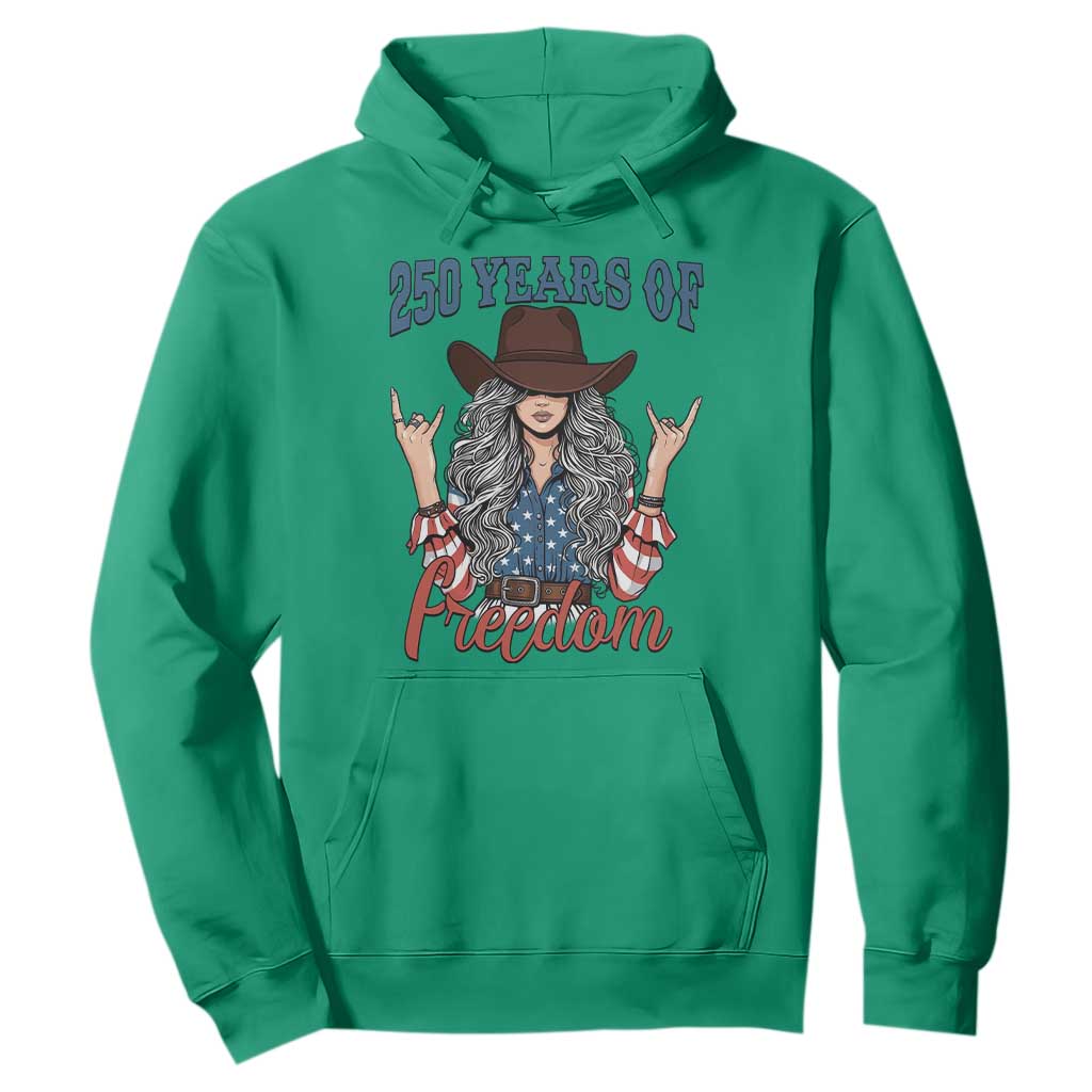 250th Anniversary USA Hoodie Western Cowgirl American Flag 4th of July TS14 Irish Green Print Your Wear