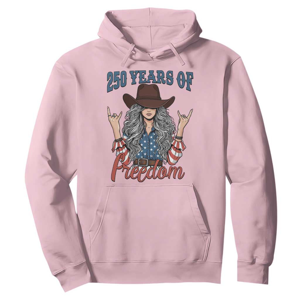 250th Anniversary USA Hoodie Western Cowgirl American Flag 4th of July TS14 Light Pink Print Your Wear