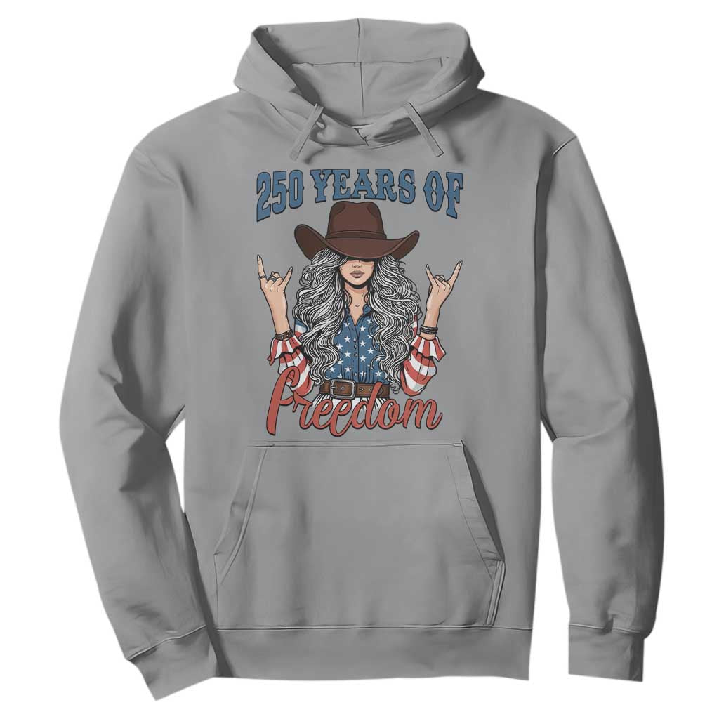 250th Anniversary USA Hoodie Western Cowgirl American Flag 4th of July TS14 Sport Gray Print Your Wear