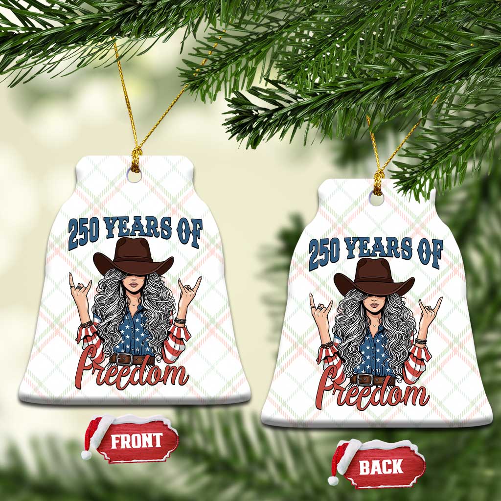 America 250th Anniversary Ceramic Ornament Western Cowgirl American Flag 4th of July TS14 Print Your Wear