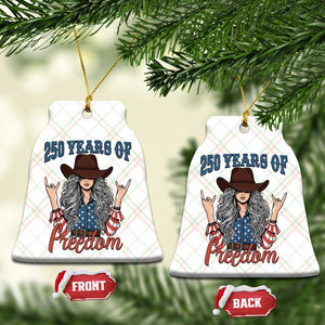 America 250th Anniversary Ceramic Ornament Western Cowgirl American Flag 4th of July TS14 Print Your Wear