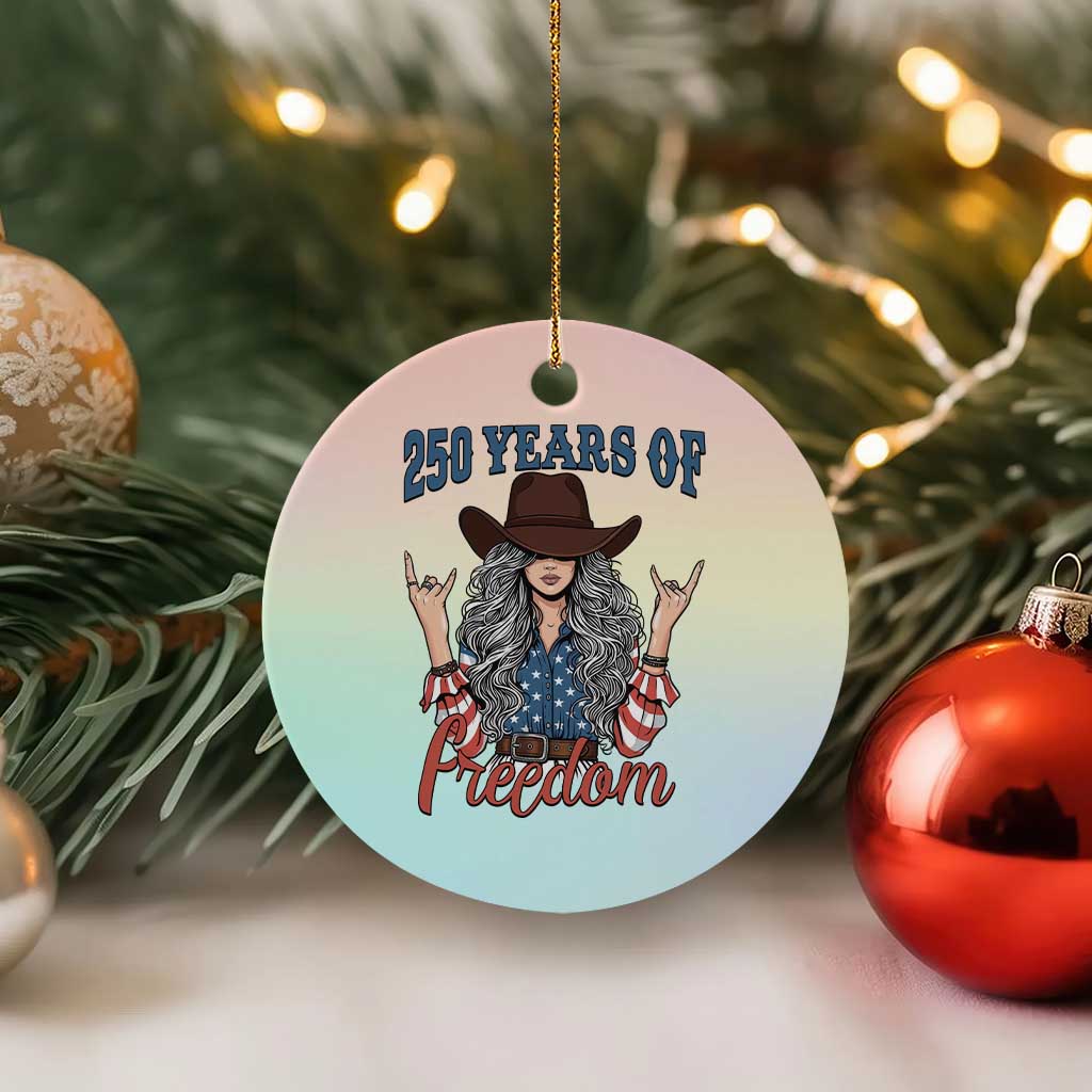 America 250th Anniversary Ceramic Ornament Western Cowgirl American Flag 4th of July TS14 1pc Pastel Print Your Wear