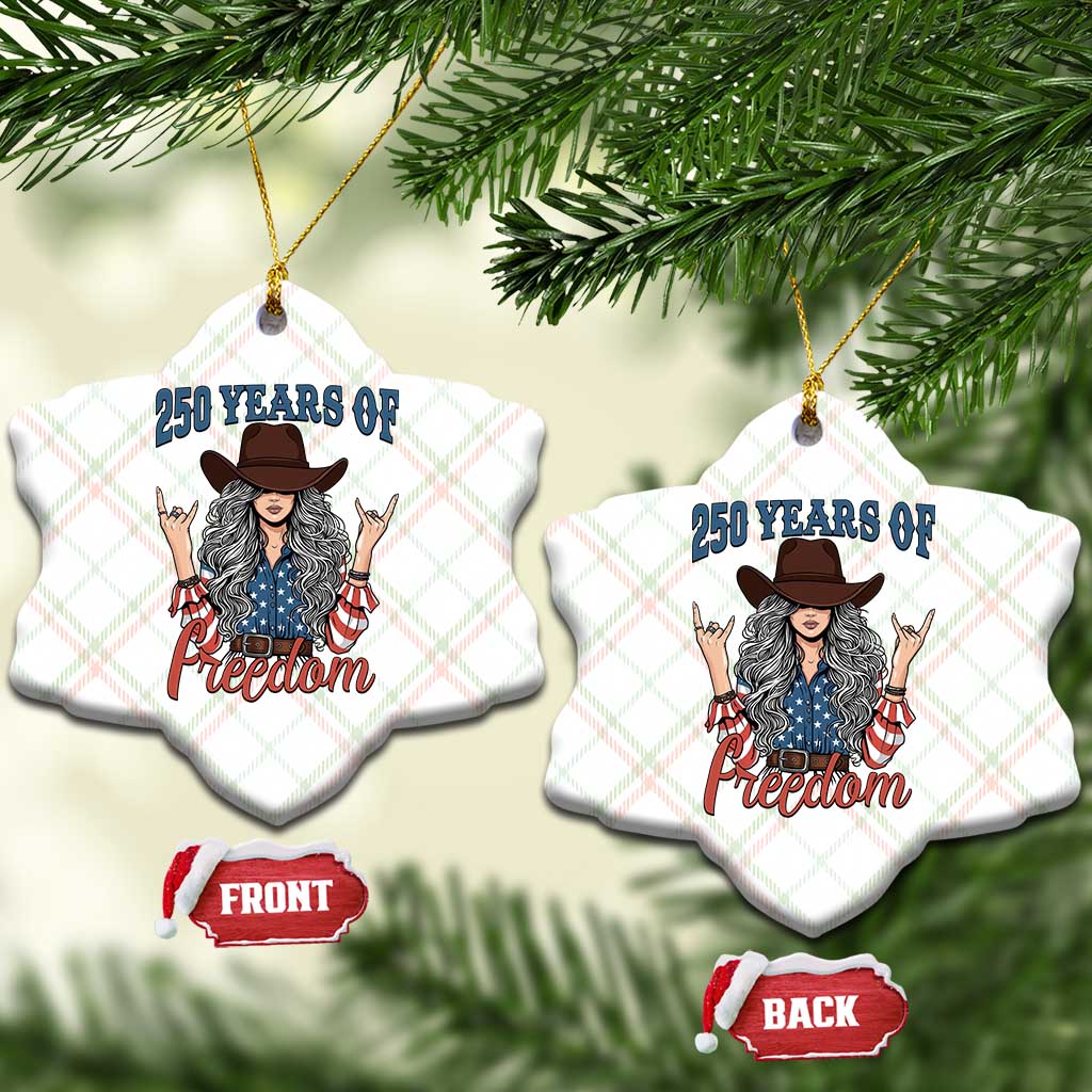 America 250th Anniversary Ceramic Ornament Western Cowgirl American Flag 4th of July TS14 Print Your Wear