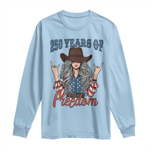 250th Anniversary USA Long Sleeve Shirt Western Cowgirl American Flag 4th of July TS14 Light Blue Print Your Wear