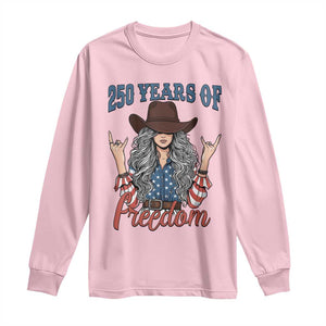 250th Anniversary USA Long Sleeve Shirt Western Cowgirl American Flag 4th of July TS14 Light Pink Print Your Wear