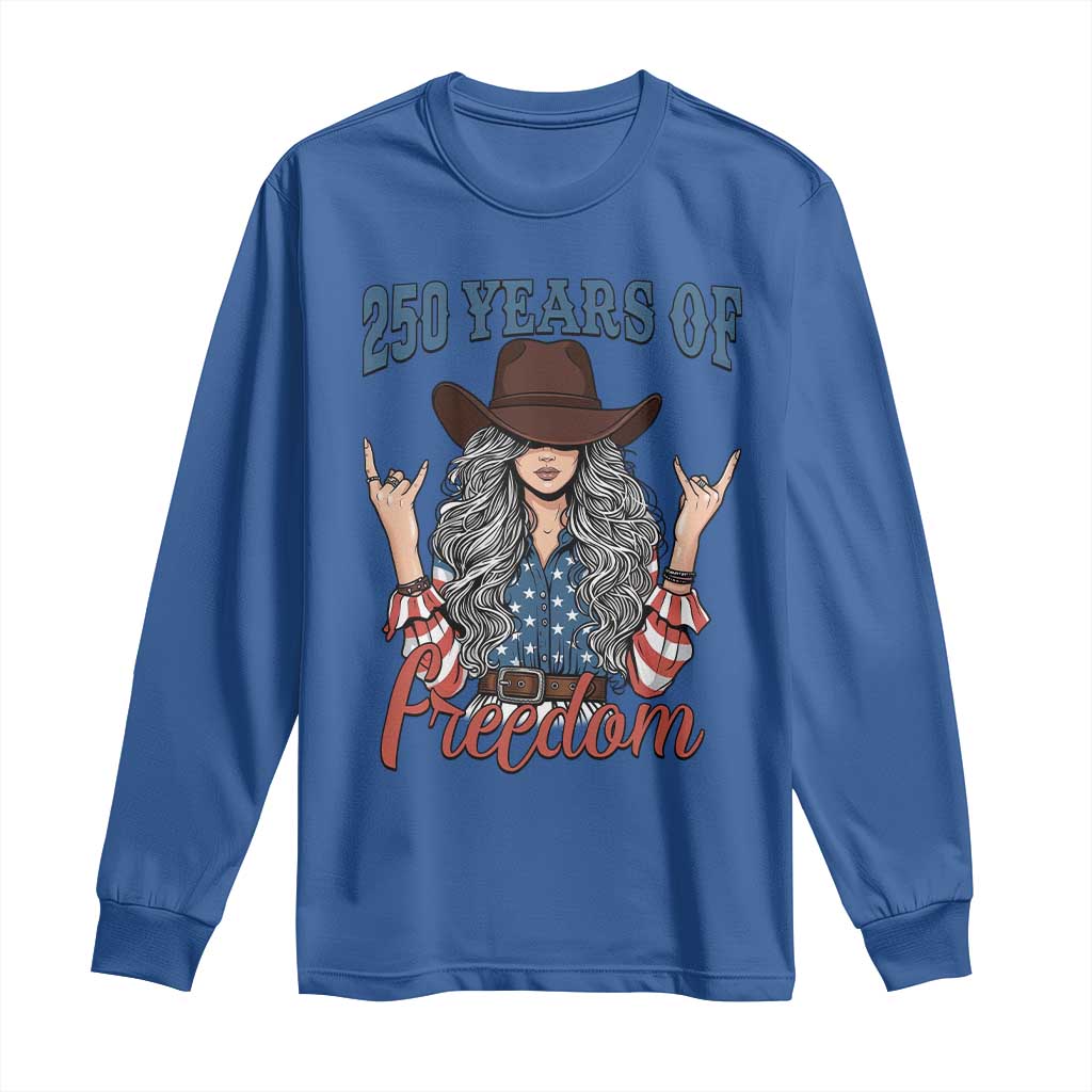 250th Anniversary USA Long Sleeve Shirt Western Cowgirl American Flag 4th of July TS14 Royal Blue Print Your Wear