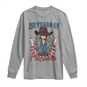 250th Anniversary USA Long Sleeve Shirt Western Cowgirl American Flag 4th of July TS14 Sport Gray Print Your Wear