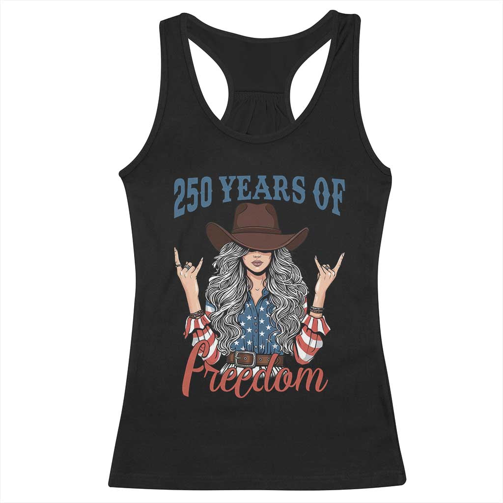 250th Anniversary USA Racerback Tank Top Western Cowgirl American Flag 4th of July TS14 Black Print Your Wear
