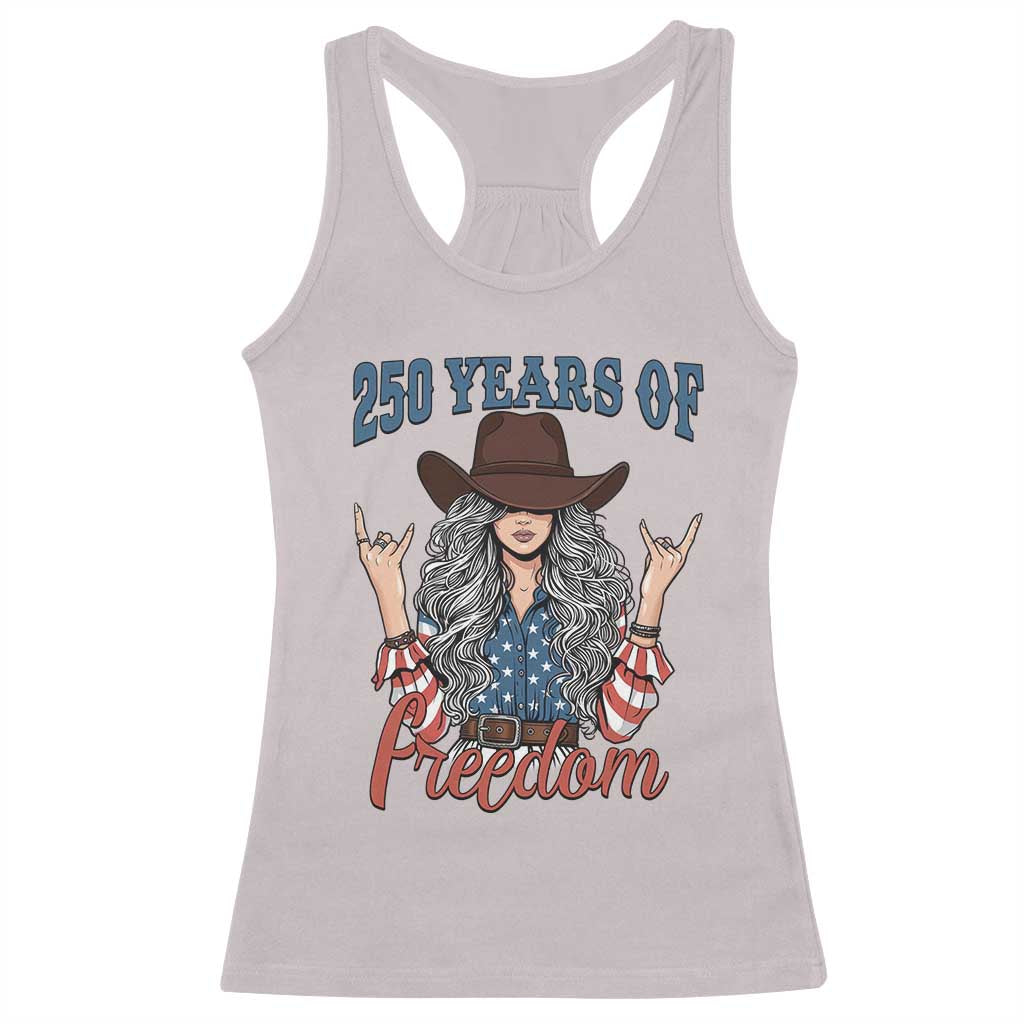 250th Anniversary USA Racerback Tank Top Western Cowgirl American Flag 4th of July TS14 Ice Gray Print Your Wear