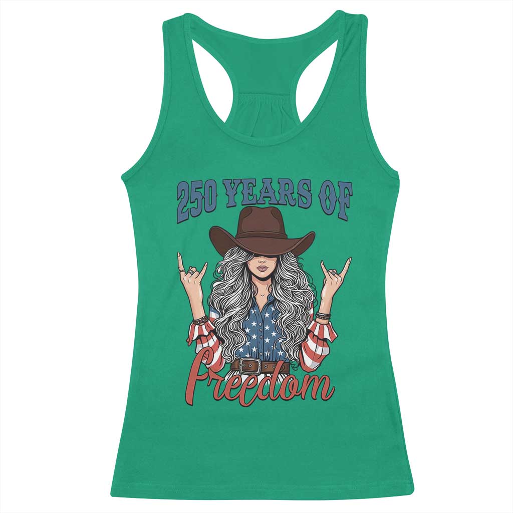 250th Anniversary USA Racerback Tank Top Western Cowgirl American Flag 4th of July TS14 Irish Green Print Your Wear