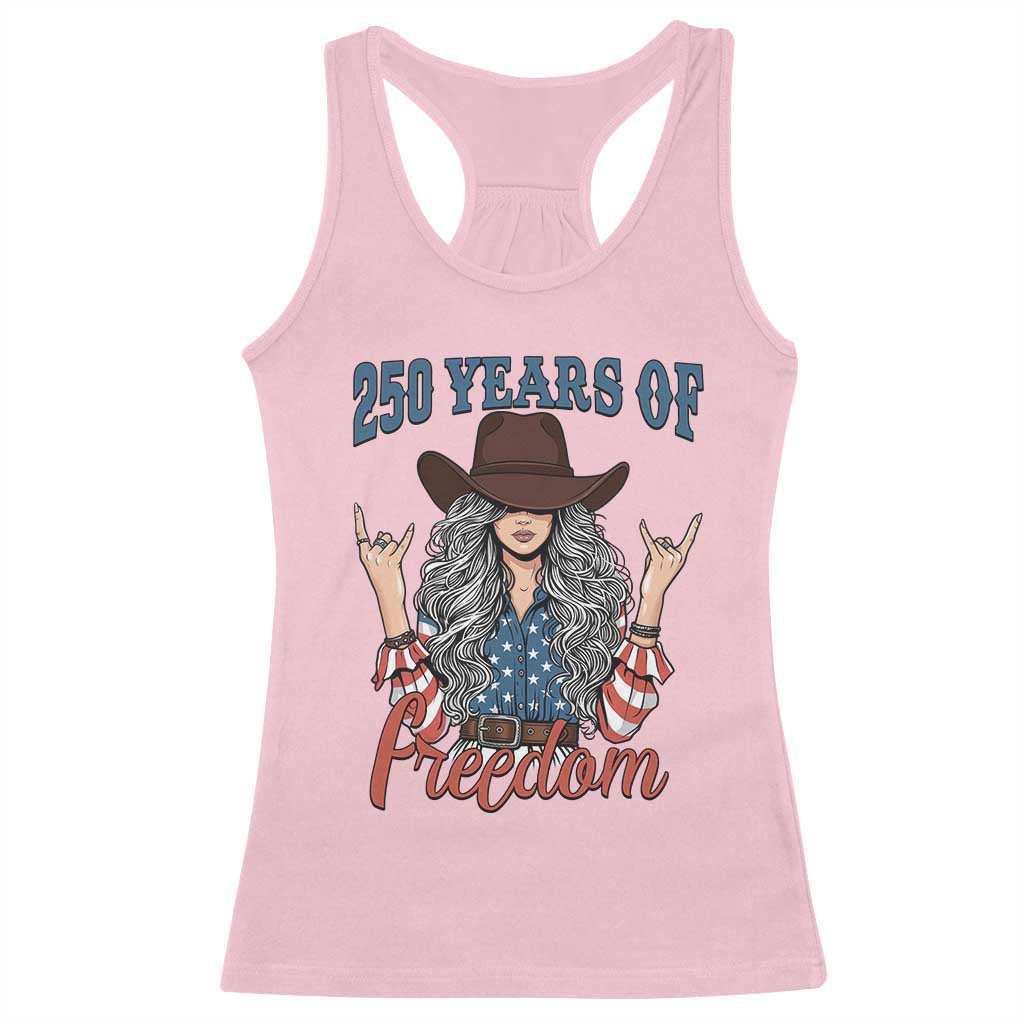 250th Anniversary USA Racerback Tank Top Western Cowgirl American Flag 4th of July TS14 Light Pink Print Your Wear