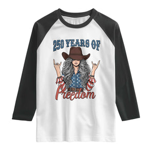 America 250th Anniversary Raglan Shirt Western Cowgirl American Flag 4th of July TS14 White Black Print Your Wear