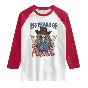 America 250th Anniversary Raglan Shirt Western Cowgirl American Flag 4th of July TS14 White Red Print Your Wear