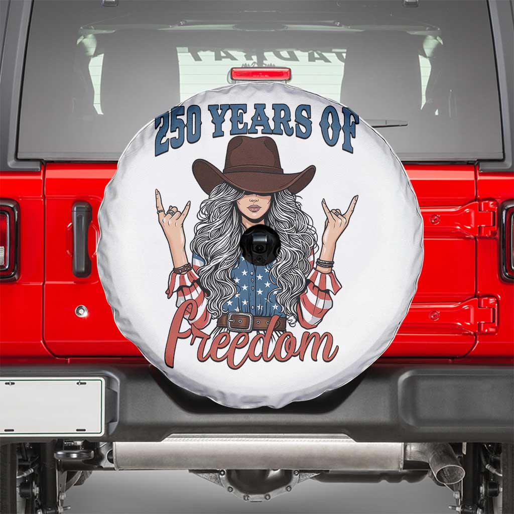 250th Anniversary USA Spare Tire Cover Western Cowgirl American Flag 4th of July TS14 White Print Your Wear