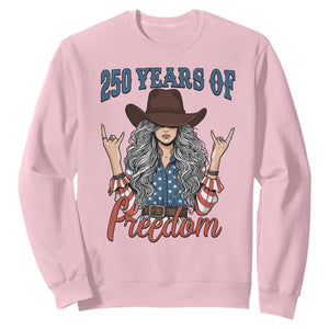250th Anniversary USA Sweatshirt Western Cowgirl American Flag 4th of July TS14 Light Pink Print Your Wear