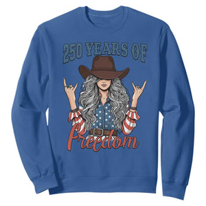 250th Anniversary USA Sweatshirt Western Cowgirl American Flag 4th of July TS14 Royal Blue Print Your Wear