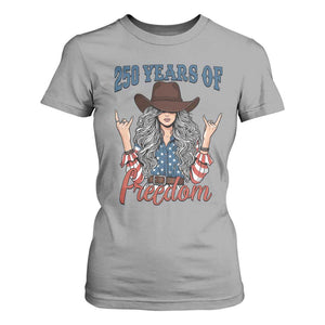 250th Anniversary USA T Shirt For Women Western Cowgirl American Flag 4th of July TS14 Sport Gray Print Your Wear
